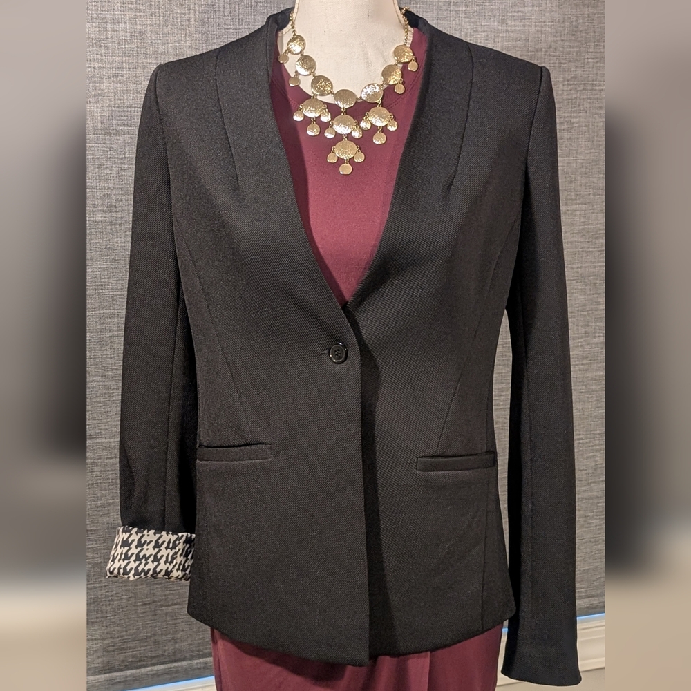41 Hawthorne Dorie Women's Black Collarless Blazer Size Medium